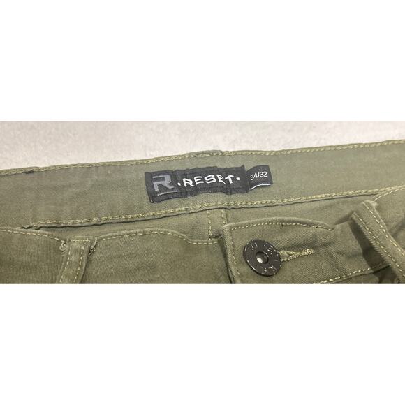 Reset Men’s Jeans Size 34x32 Green Slim Fit Stretch Mid Rise Straight Leg - Picture 4 of 9